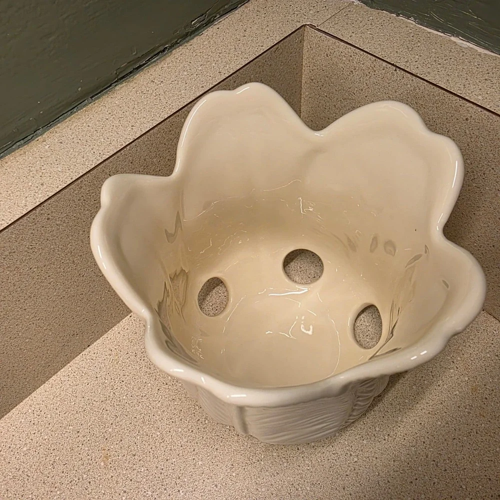 PartyLite Leaf Votive Candle Holder 4.5" Cream Ceramic Botanical Tulip P7264 - Picture 2 of 5